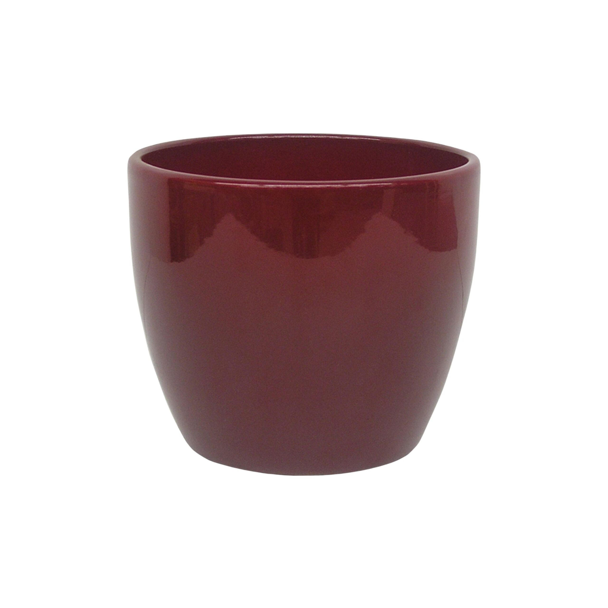 BLUMENTOPF Sylt Keramik rund glänzend Weinrot 17/15 cm - Weinrot, Keramik (15cm) - LENI