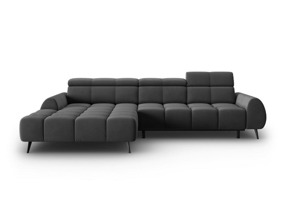 ELEKTRISCHES-ECKSOFA links Alyse aus Samt grau 5 Sitzplätze - Grau, Textil (188/295cm) - Micadoni