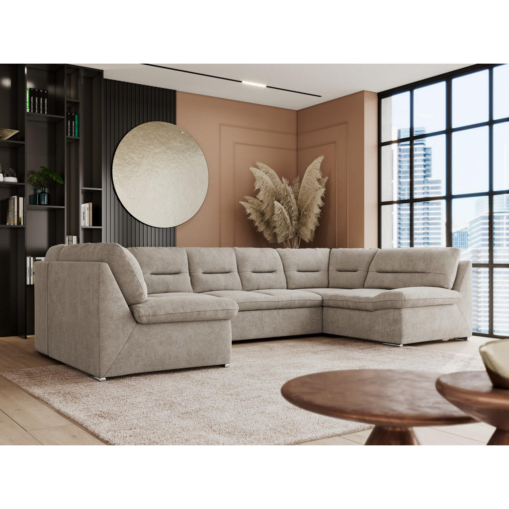 Thumbnail - MKS Wohnlandschaft, Beige, Textil, 6-Sitzer, U-Form, 340x93x206 cm, Wohnzimmer, Sofas & Couches, Wohnlandschaften, Wohnl...