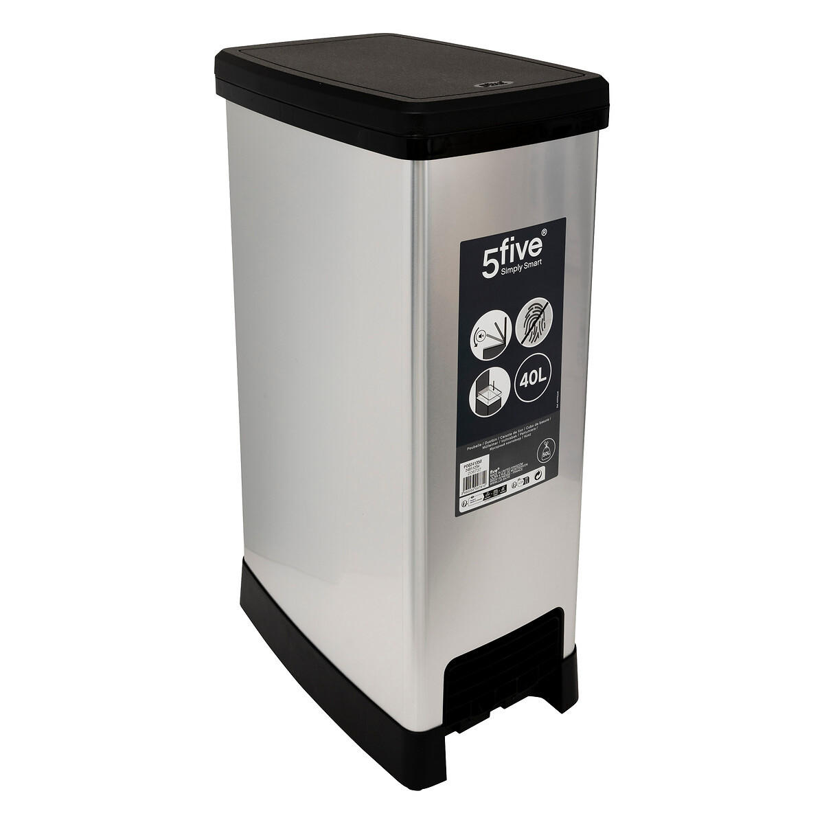 5five Simply Smart Mülleimer Grau 23.5x59x39 cm