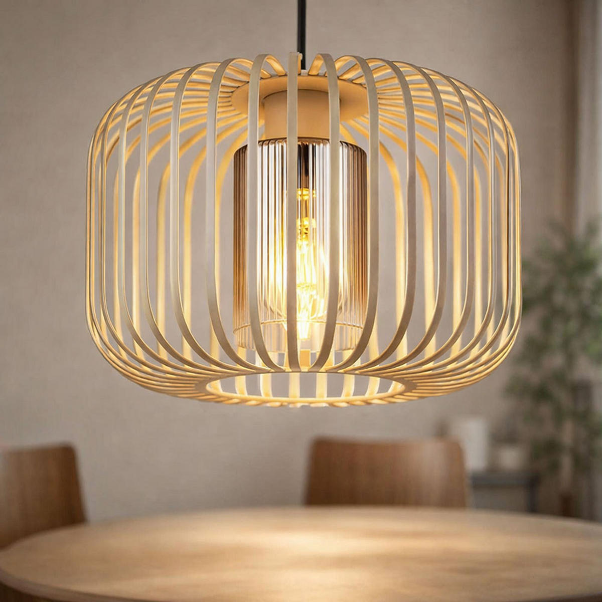 LED HÄNGELEUCHTE ALFRED Metall Beige Rauchfarbe - Beige, Glas (28/28/120cm) - Globo Lighting