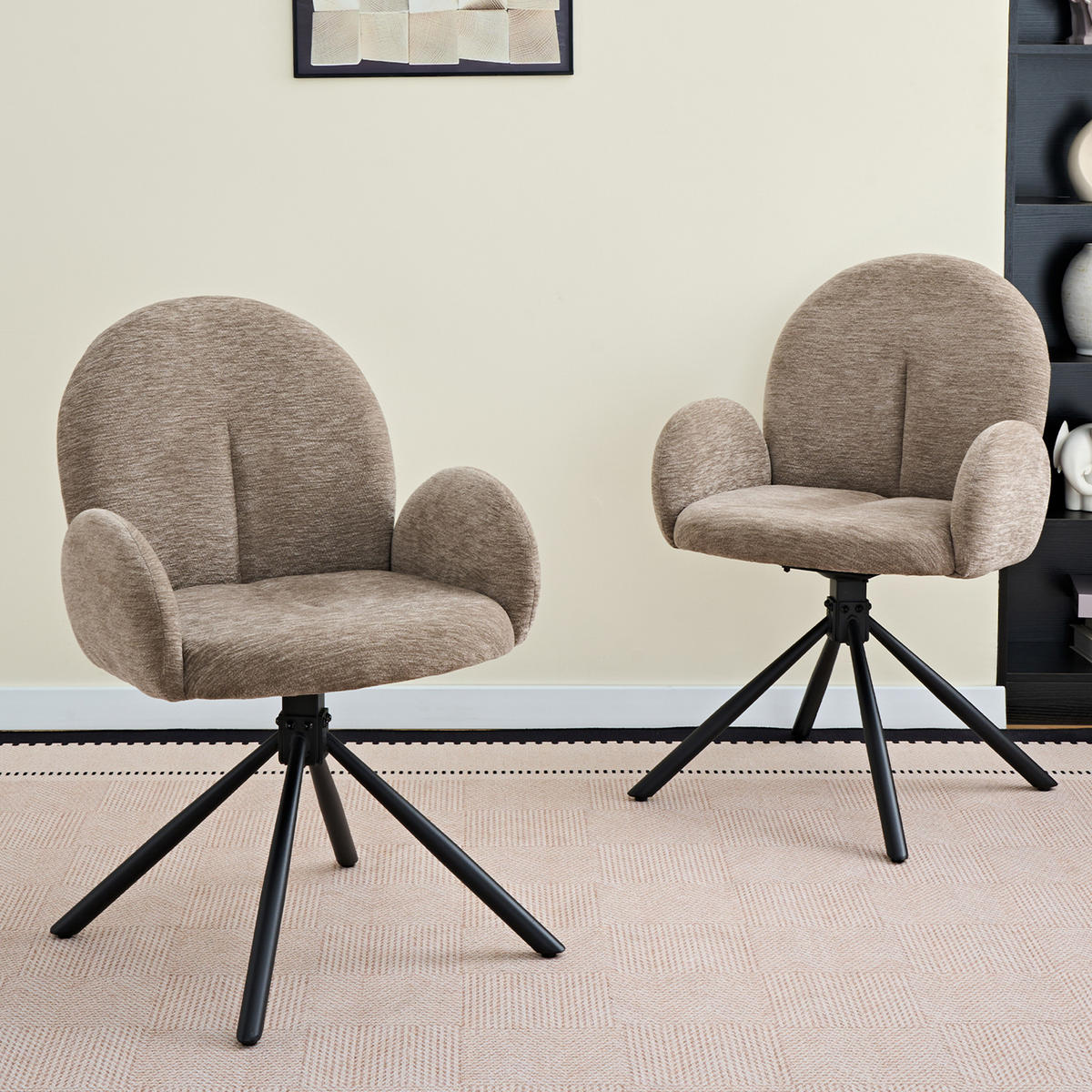 ARMLEHNSTUHL-SET DE-36849 2 Stück mit Drehfunktion Taupe - Taupe, Metall (36/86.5/53.5cm) - ComfortXL
