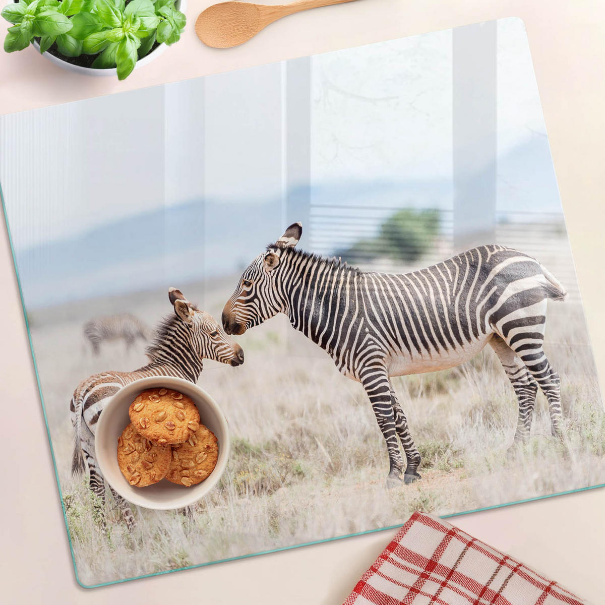 GLASPLATTE 60x52 cm Zebraberge - Beige, Glas (60/0.4/52cm) - TULUP