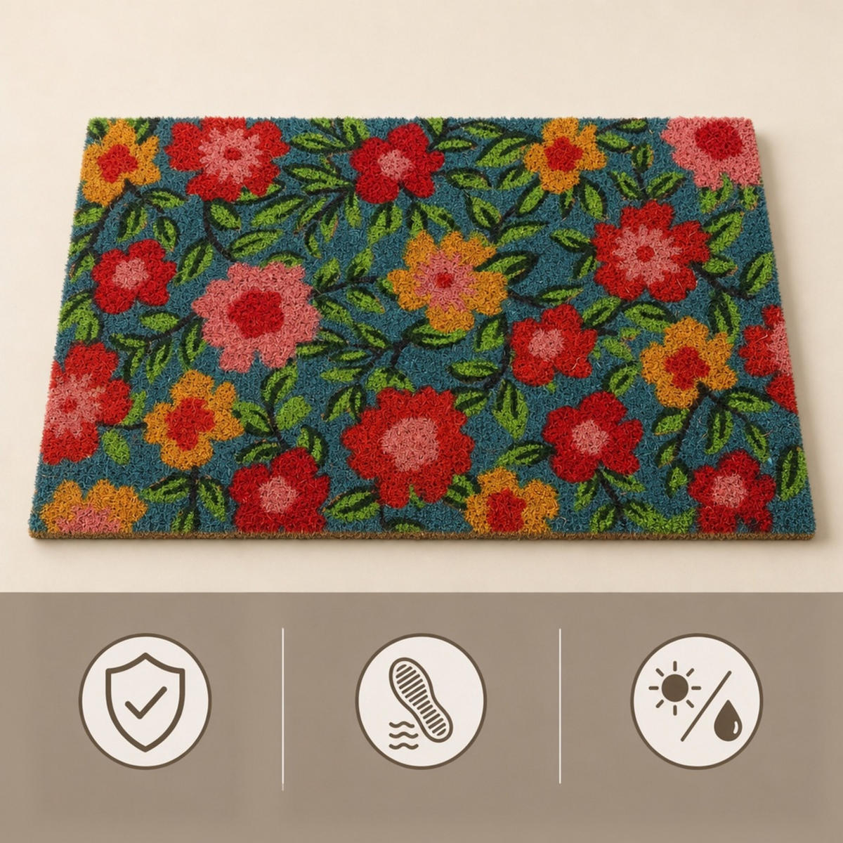 ROHOŽKA Vícebarevná kokosové vlákno 60x40 cm - různobarevná, textil/plast (50/40cm) - Relaxdays