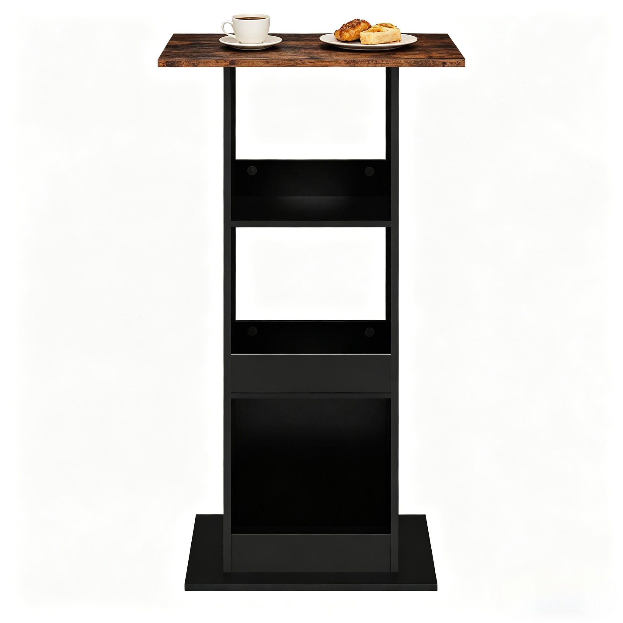 BARTISCH DE-37227 quadratisch mit 3 Fächern Rustikales Braun - Schwarz, Holzwerkstoff (60/60/109cm) - ComfortXL