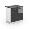 KÜCHENUNTERSCHRANK Fame-Line Anthrazit Hochglanz 80 cm, AP Anthrazit - Schwarz Hochglanz/Anthrazit, Holzwerkstoff (80/82/60cm) - Vicco