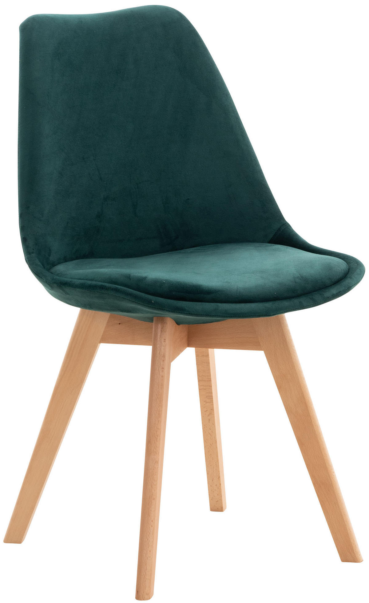 STUHL Samt grün - Eukalyptusholzfarben/Grün, Holz/Textil (49/83/50cm) - CLP