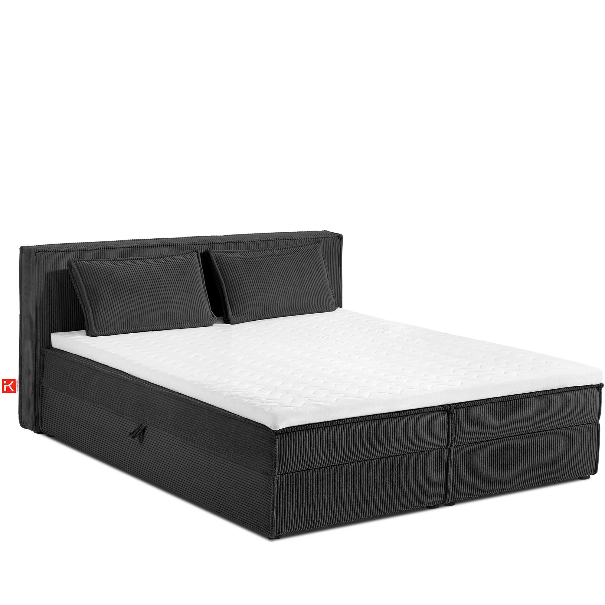 BOXSPRINGBETT ROTI mit Stauraum, dunkelgrau - Dunkelgrau/Schwarz, Holz/Holzwerkstoff (180/200cm) - KONSIMO®