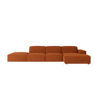 ECKSOFA Cursal L-Form, Stoff Poso, Kupfer + Hocker, Rechts - Orange, Holz (341/166cm) - Kaiser Möbel