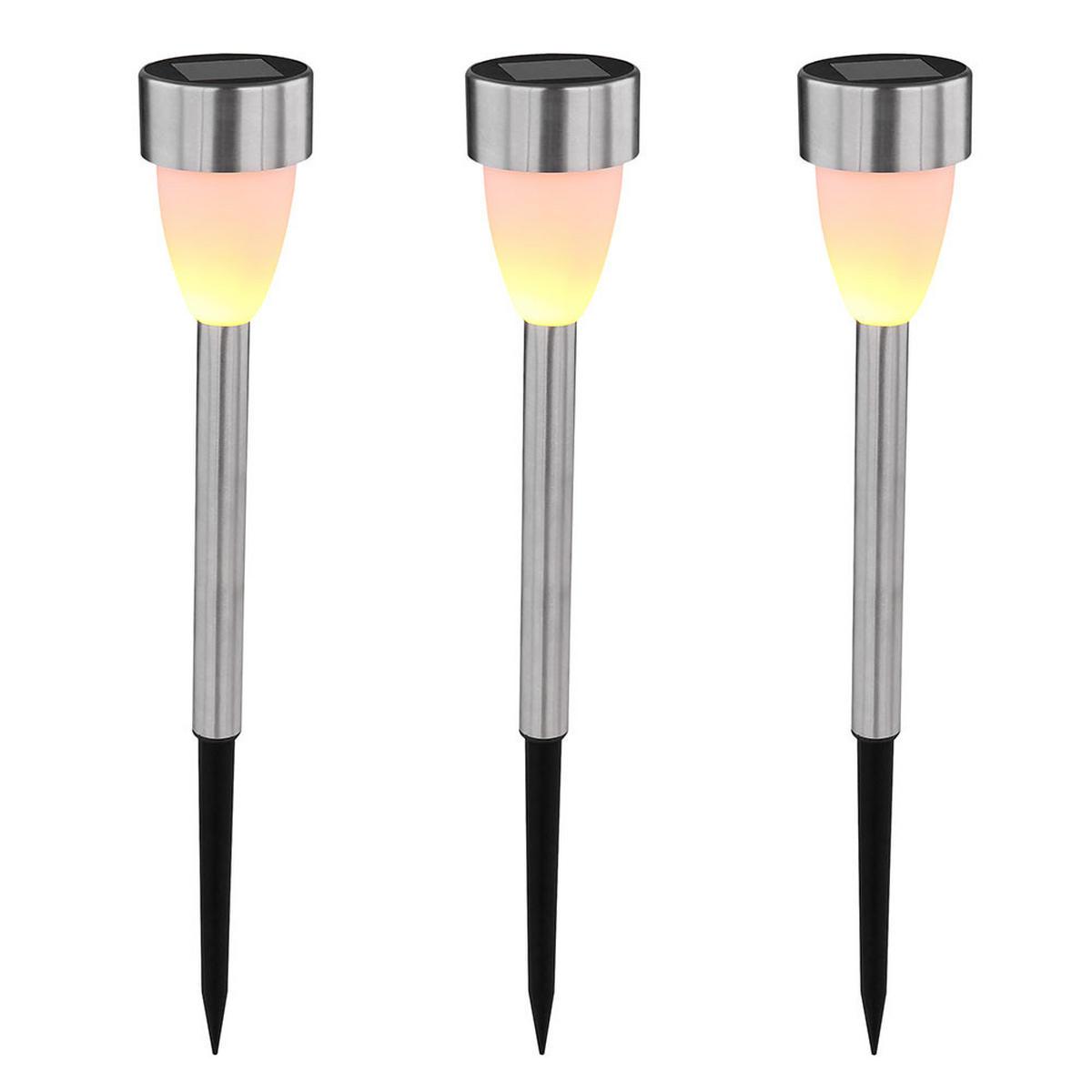 LED AUSSENLEUCHTE Edelstahl Weiß 3er Set - Silberfarben, Metall (5.5/5.5/36.5cm) - Globo Lighting
