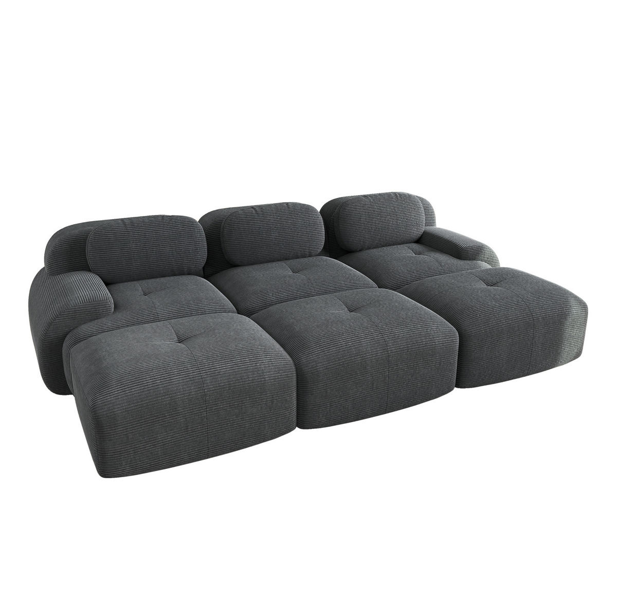ECKSOFA modular rahmenlos Cord Grey - Grau, Kunststoff (178/75/298.1cm) - Meubliv