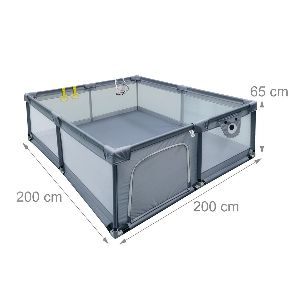 DETSKÝ kútik - sivá, kov/textil (200/65/200cm) - Relaxdays