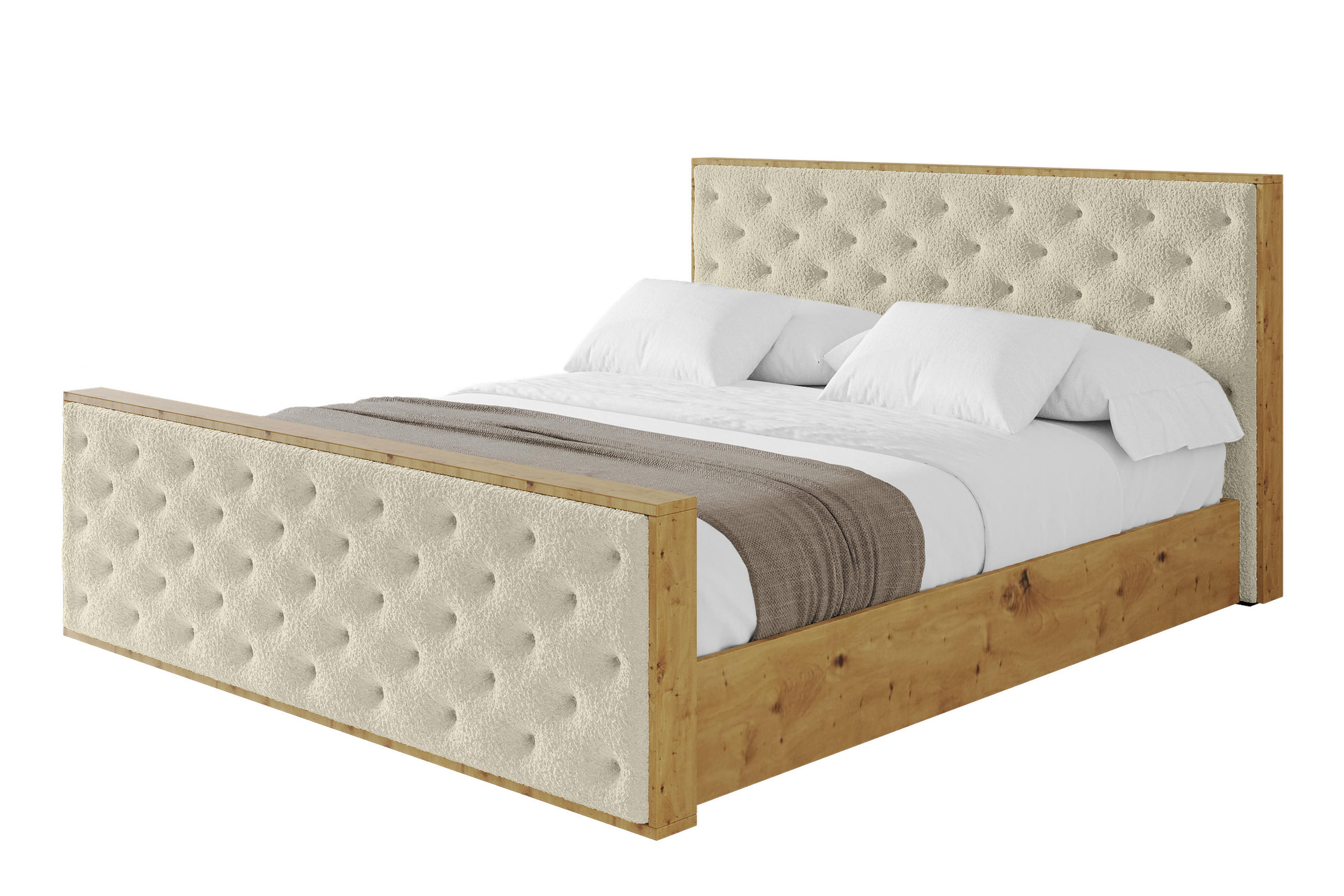POLSTERBETT mit Bettkasten, Fußteil und Lattenrost, Boxbett ohne Matratze - ENZO3-Z 180x200 Beige - Taupe, Holzwerkstoff/Textil (180/200cm) - ALTDECOR