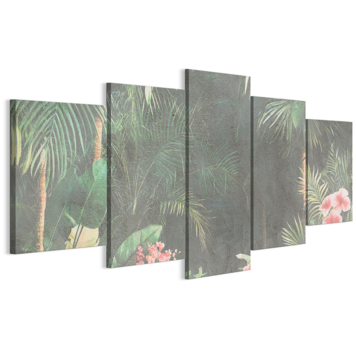 LEINWANDBILD Dschungel 5-tlg. 200x100 cm - Multicolor, Holz (200/100cm) - LUMASOUL