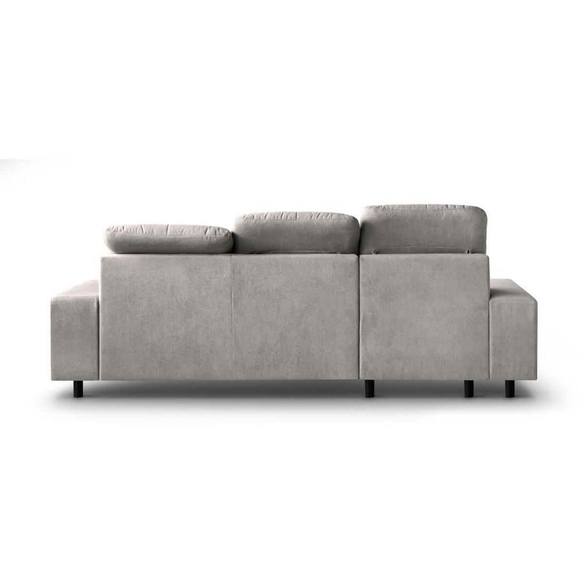 ECKSCHLAFSOFA Leon L Hellgrau - Hellgrau/Schwarz, Kunststoff/Textil (255/120cm) - Beautysofa