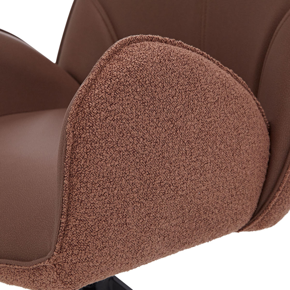 ARMLEHNENSTUHL in Bouclé 4 Stück Braun drehbar - Braun, Textil (60/90/59cm) - Homestyle4u