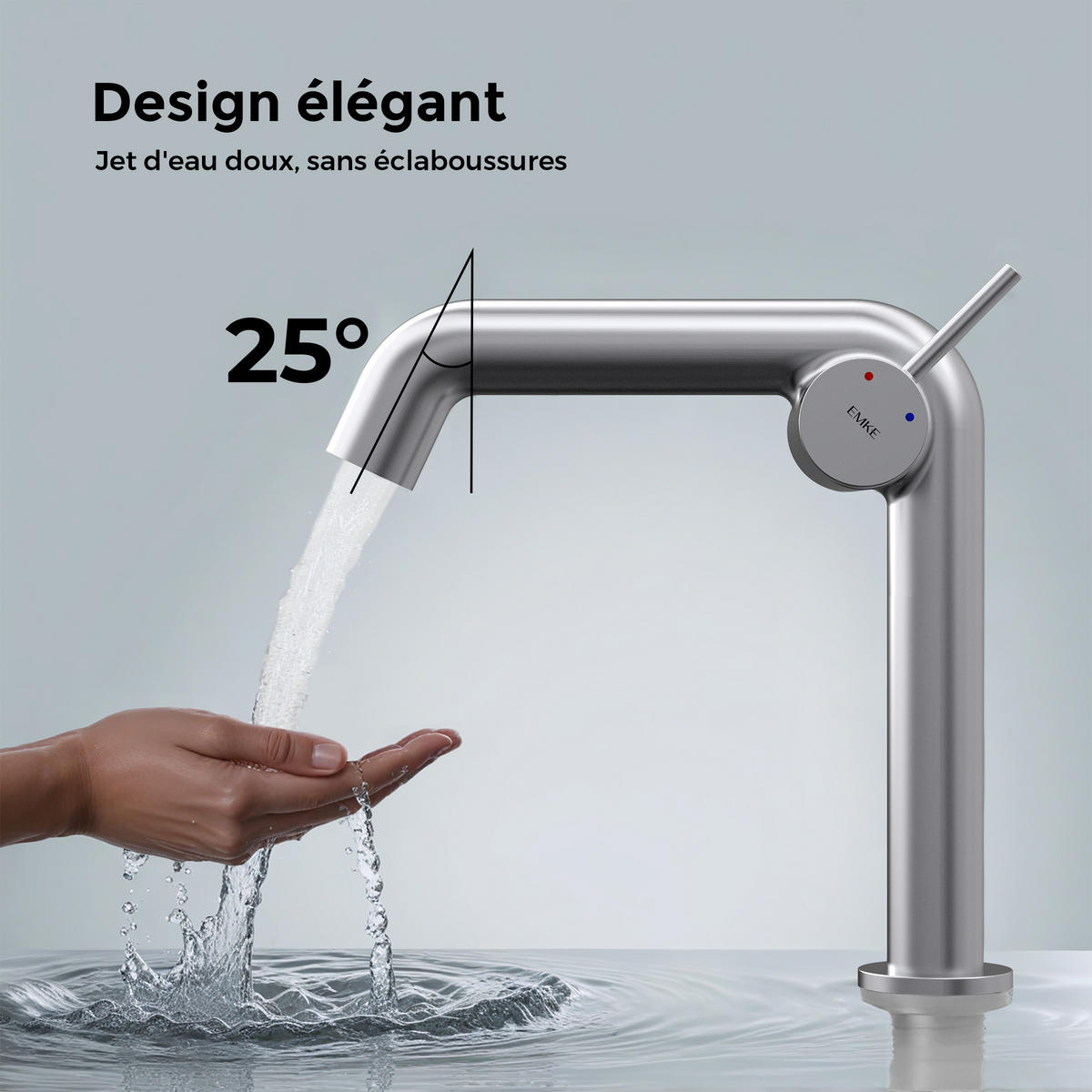 WASCHTISCHARMATUR Ventilkernzertifizierung Chrom 15cm - Chromfarben, Metall (20/7.6/22.2cm) - EMKE