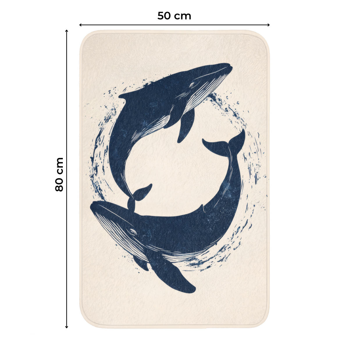 WC PŘEDLOŽKA Velryby - Stříkance - Kruh - Tmavě modrá 50x80 cm - tmavě modrá, textil/plast (50/1cm) - OnlyWow