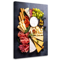 LEINWANDBILD Aufschnitt- und Käseplatte 70x100cm - Grau, Textil (70/100cm) - Feeby