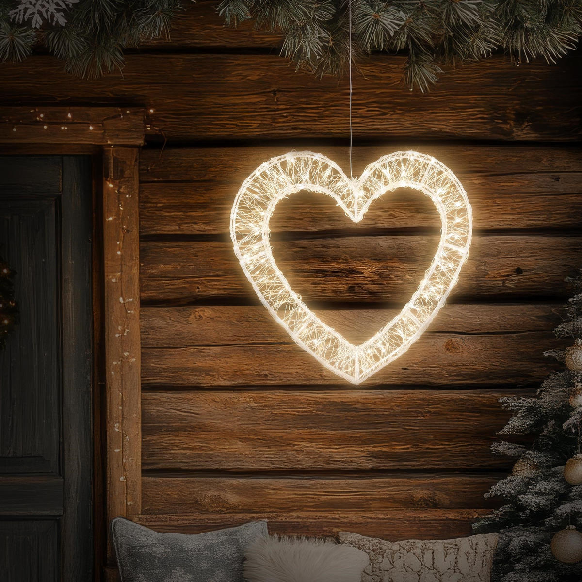 LED SRDCE Vánoce 720 LED teplá bílá vánoční dekorace 49,5 x 46 cm pro vnitřní i venkovní použití - bílá, plast (49.5/46/5.5cm) - ECD-Germany