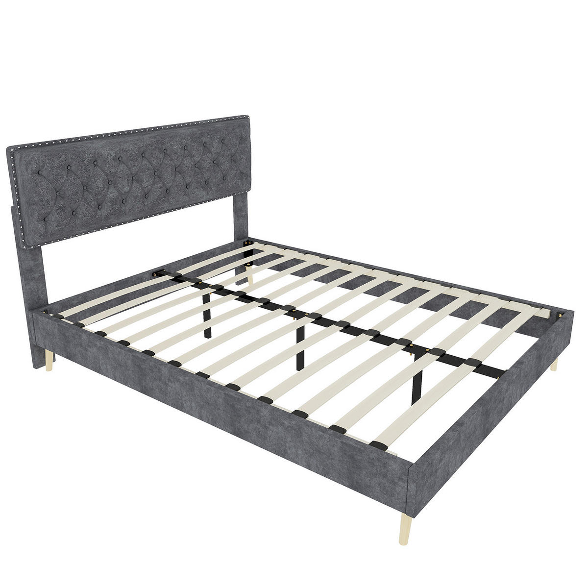 POLSTERBETT 160/200 cm DE-32971 mit Matratze Grau - Grau, Metall (160/200cm) - ComfortXL