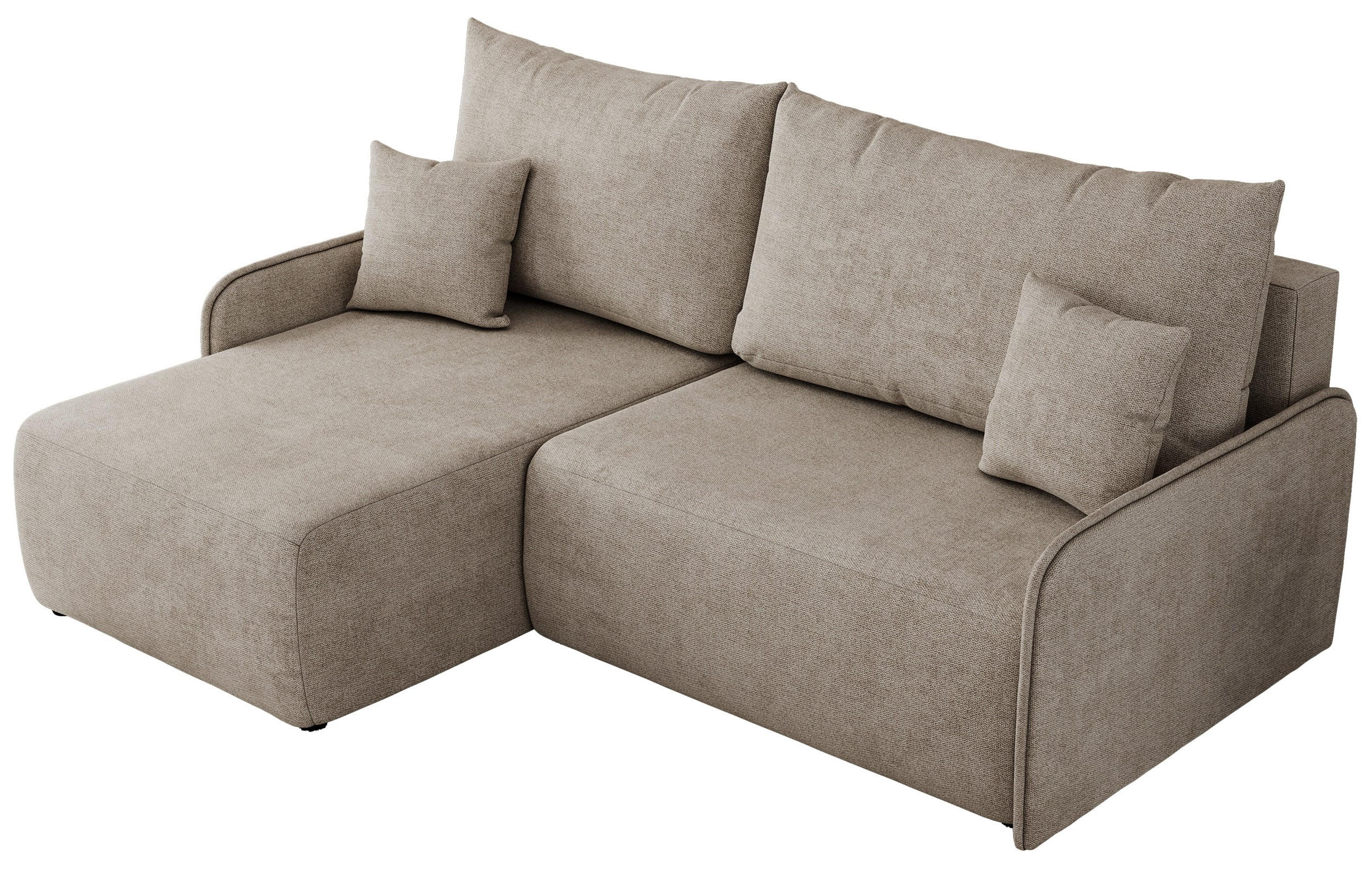ECKSCHLAFSOFA ARPA L Beige Struktur - links - Beige/Schwarz, Kunststoff/Textil (198/150cm) - MKS