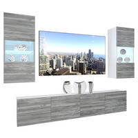 WOHNZIMMERWAND Schrankwand mit LED Glamour Holz - Grau, Holz (200/180/36cm) - B BELINI GROUP