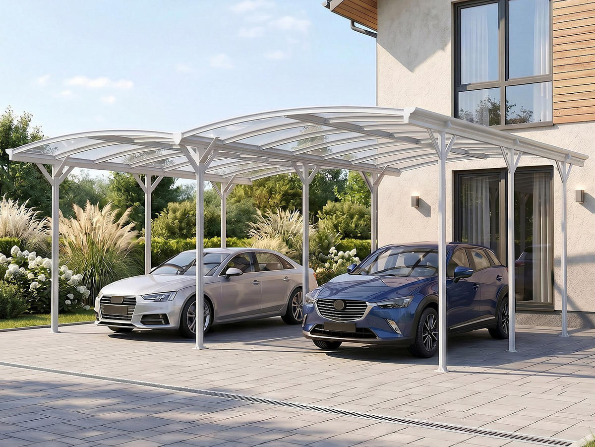 FREISTEHENDES Carport - 1 Person - plastik - weiß Baresa - Weiß, Kunststoff/Metall (370/210/370cm) - Vente-Unique
