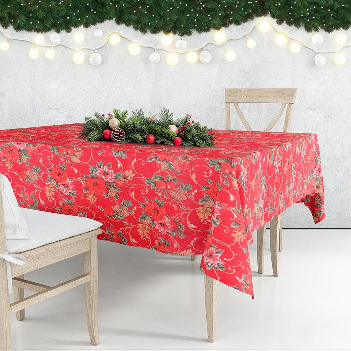 WEIHNACHTSTISCHDECKE Fleckenabweisend 180x130 cm - Rot, Textil (180/130cm) - Excellent Houseware