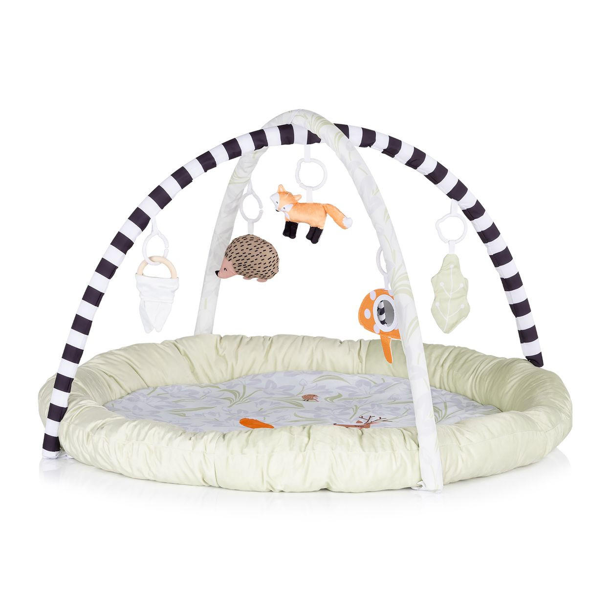 SPIELBOGEN Wald beige Krabbeldecke, 5 abnehmbare Hängespielzeuge, ab Geburt, 100% Polyester - Beige, Textil (91/56/91cm) - Chipolino