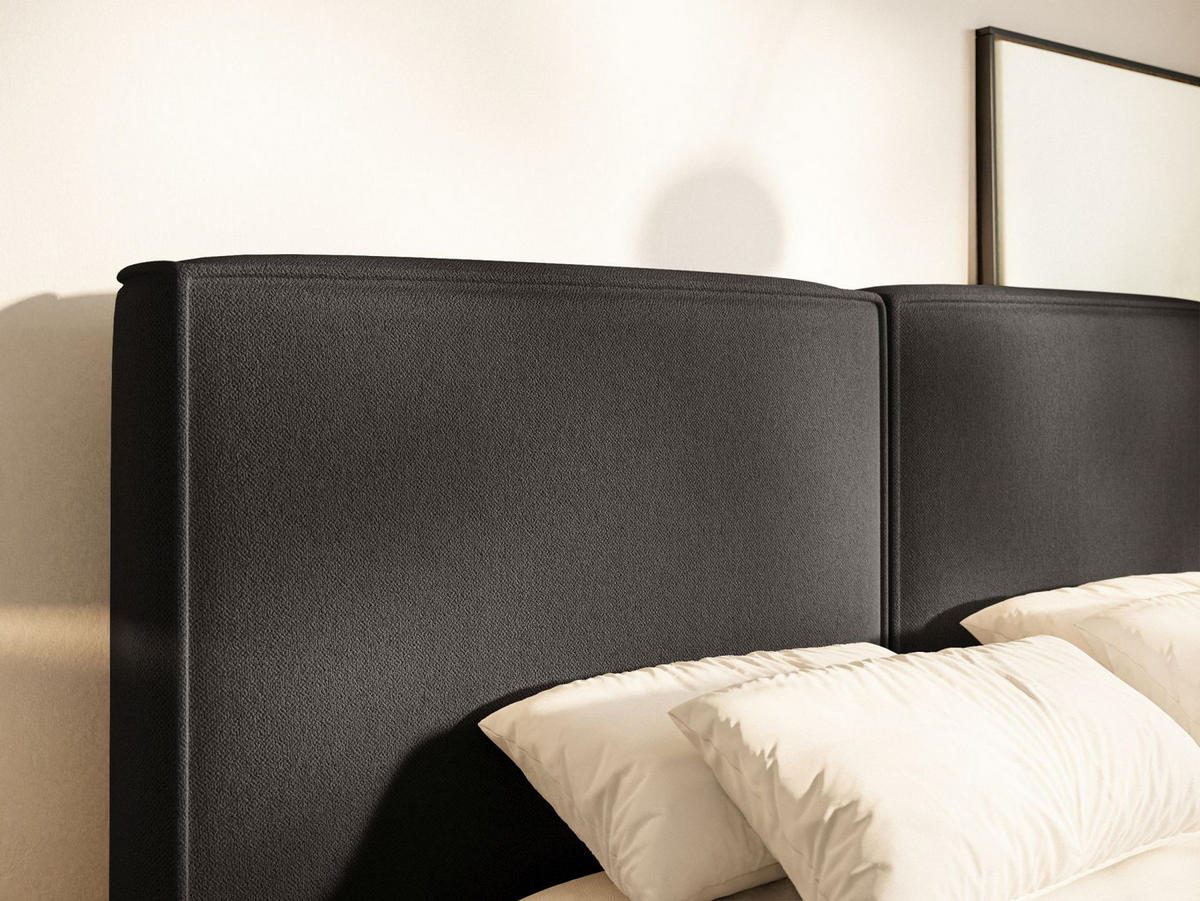 POLSTERBETT Tilves Graphitgrau 140x200 cm - Schwarz/Graphitfarben, Kunststoff/Textil (140/200cm) - Selsey