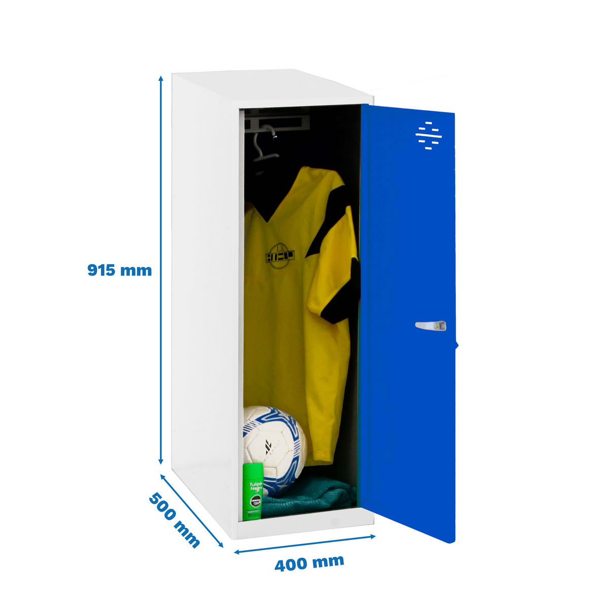 SCHLIESSFACHWÜRFEL Amego HxBxT 91,5x40x50 cm Ohne Standfüße Blau-Weiß Spind - Blau, Metall (40/91.5/50cm) - PROREGAL