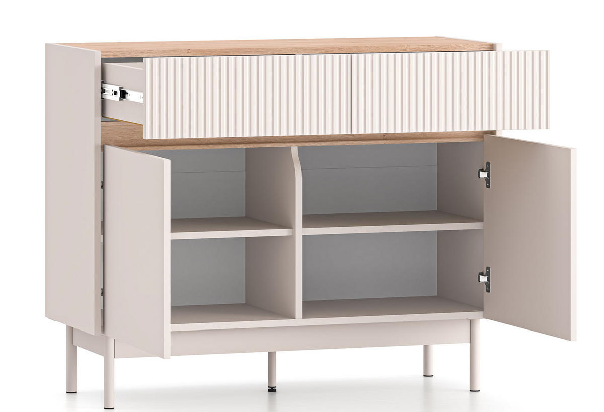 SIDEBOARD Dunea Cashmere / Eiche Cremona Torro 104 / 40 / 85 cm - Kaschmir/Creme, Holz/Holzwerkstoff (104/85/40cm) - Feldmann-Wohnen