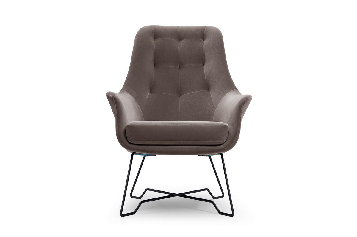 SESSEL SEDUTA, Modern Polstersessel Loungesessel, Velours-Stoff Grau - Grau, Holz/Metall (72.5/101.5/83cm) - MASSENO