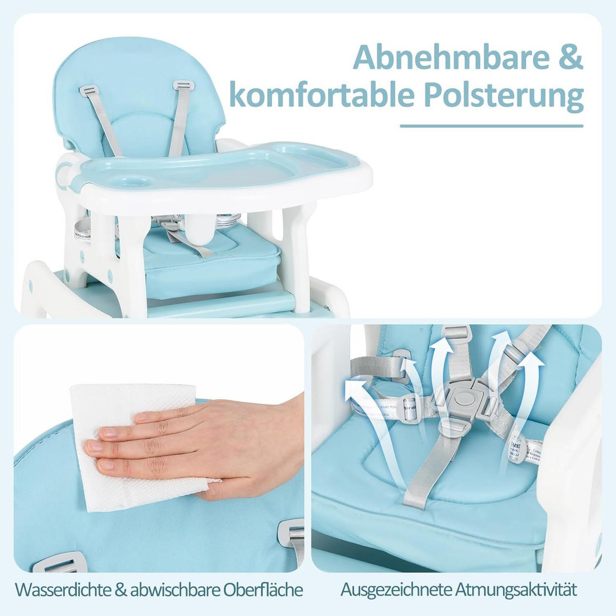 BABYHOCHSTUHL Blau - Blau, Kunststoff (51/104/62cm) - COSTWAY