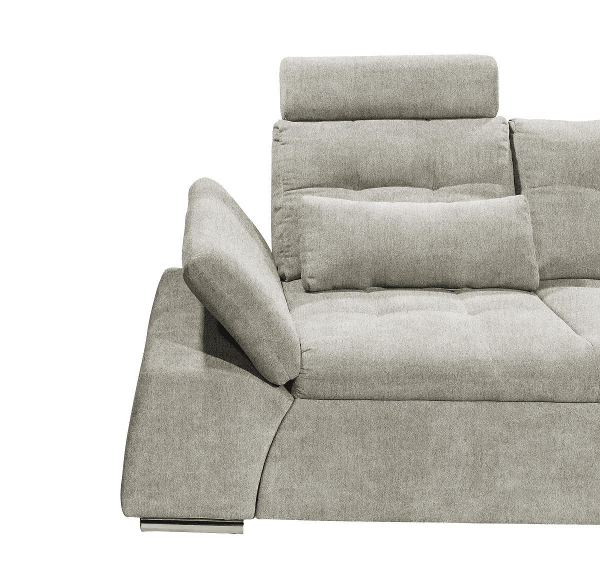 ECKSOFA mit Schlaffunktion, verstellbare Armlehne und Kopfstützen - Chromfarben/Beige, Textil (219/260cm) - ed exciting design