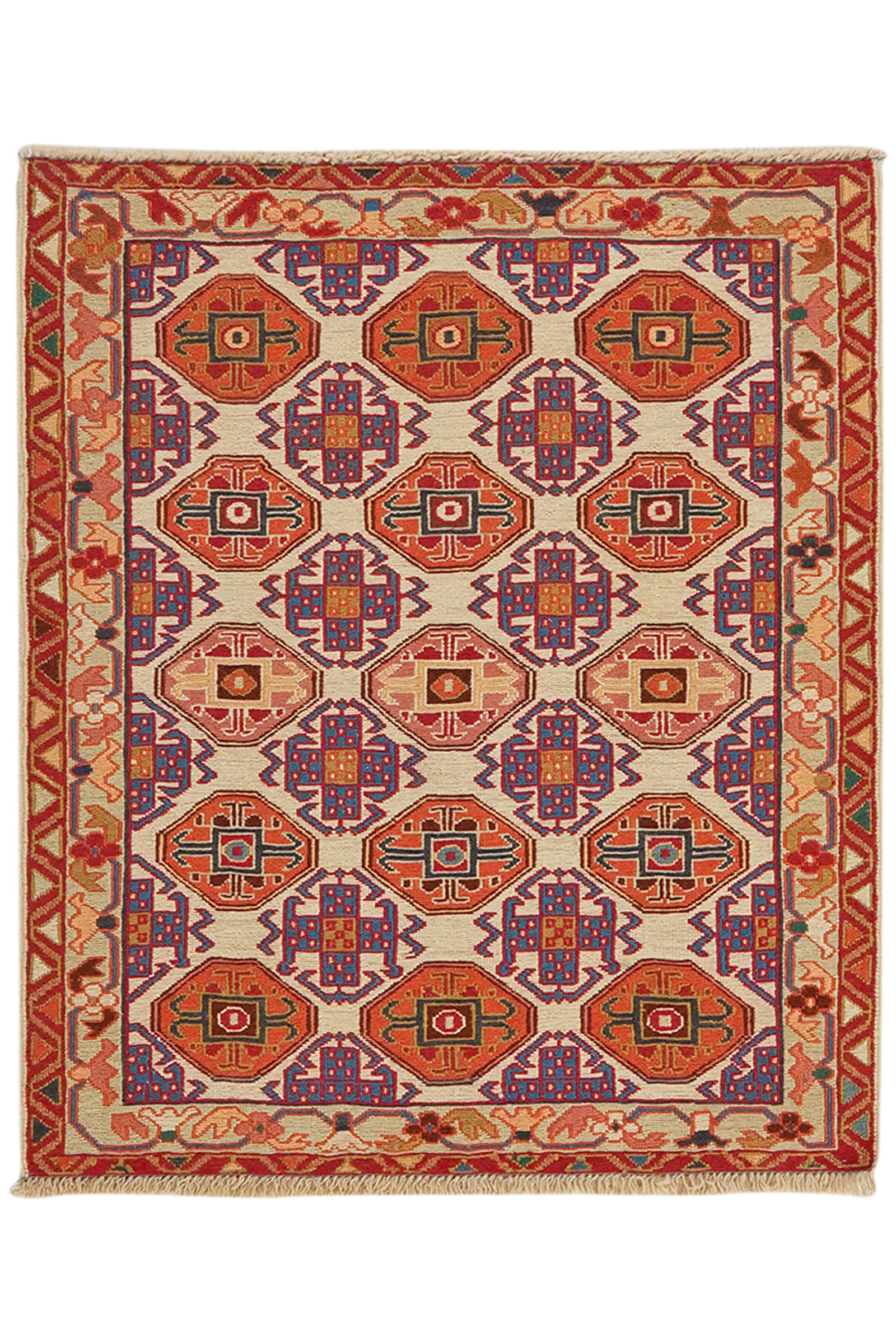 HANDWEBTEPPICH Sumak Shahsavan Beige 95/80 cm Schurwolle - Beige, Textil (80/95cm) - Looma