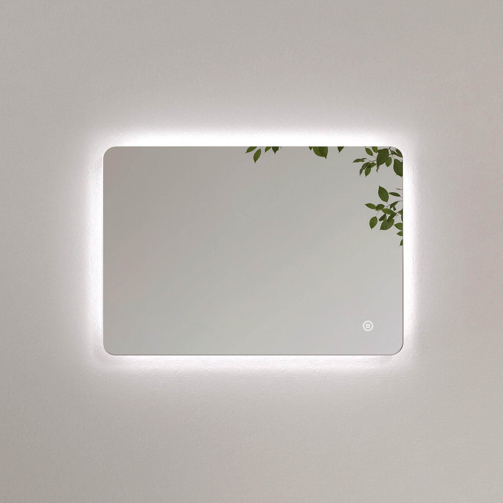 BADSPIEGEL mit Touch-Schalter Beleuchtung Rechteckig 70/50 cm - Weiß, Glas (50/3/70cm) - EMKE