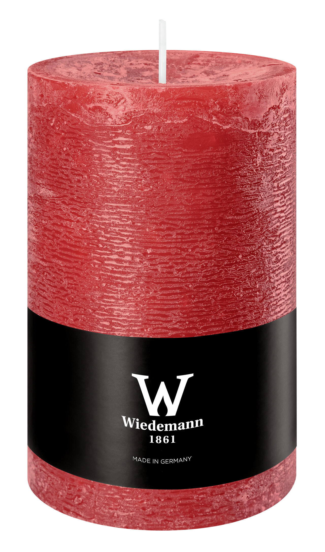 STUMPENKERZE Rustik Marble Style Rubin Rot 130 x Ø 78 mm, 1 Stück - Rot, Paraffin (8/13cm) - Wiedemann Kerzen