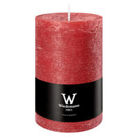 STUMPENKERZE Rustik Marble Style Rubin Rot 130 x Ø 78 mm, 1 Stück - Rot, Paraffin (8/13cm) - Wiedemann Kerzen