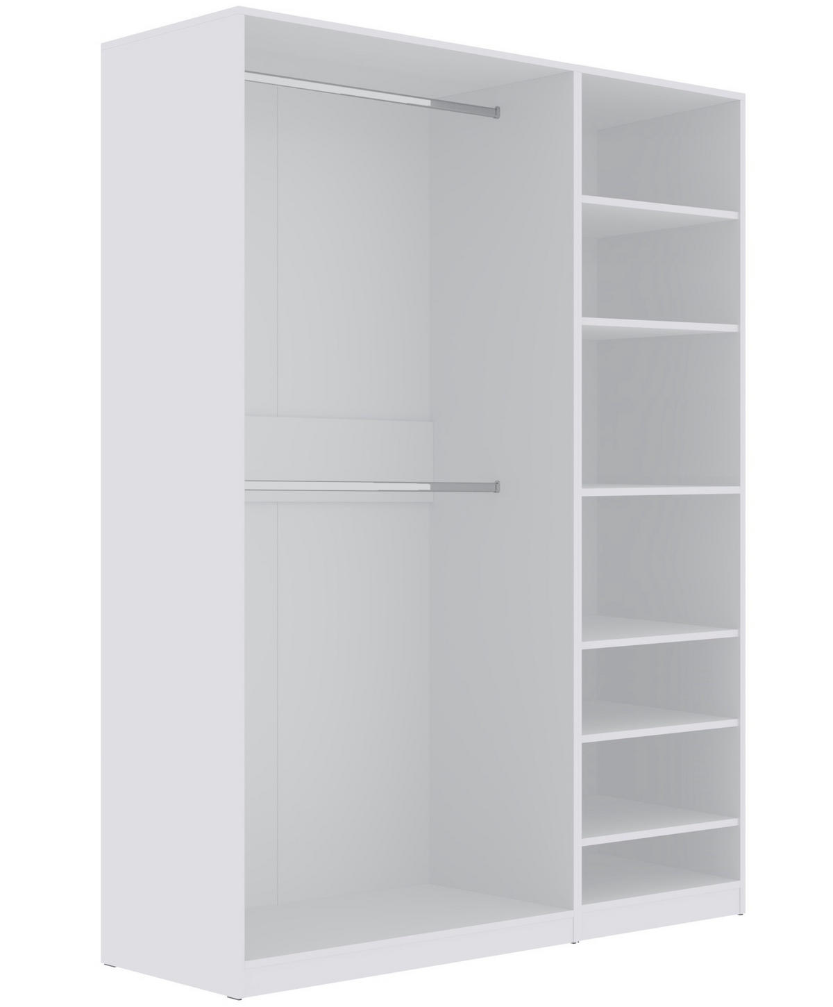 OFFENER-GARDEROBENSCHRANK TRES N/B Weiß 150/206/51 cm - Weiß, Holzwerkstoff (150/206/51cm) - Marmex Möbel