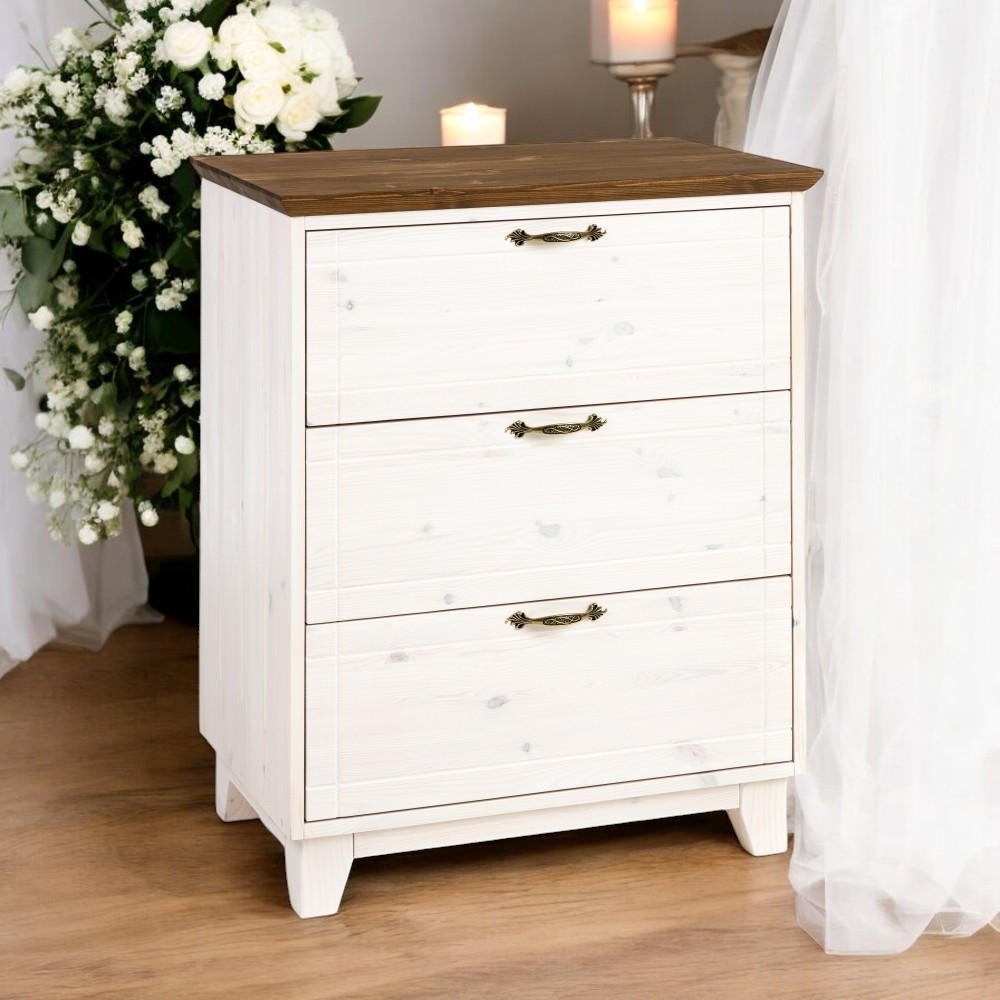 KOMMODE 74 cm - Dunkelbraun/Weiß, Holz (74/89/47cm) - MSL wooden furniture