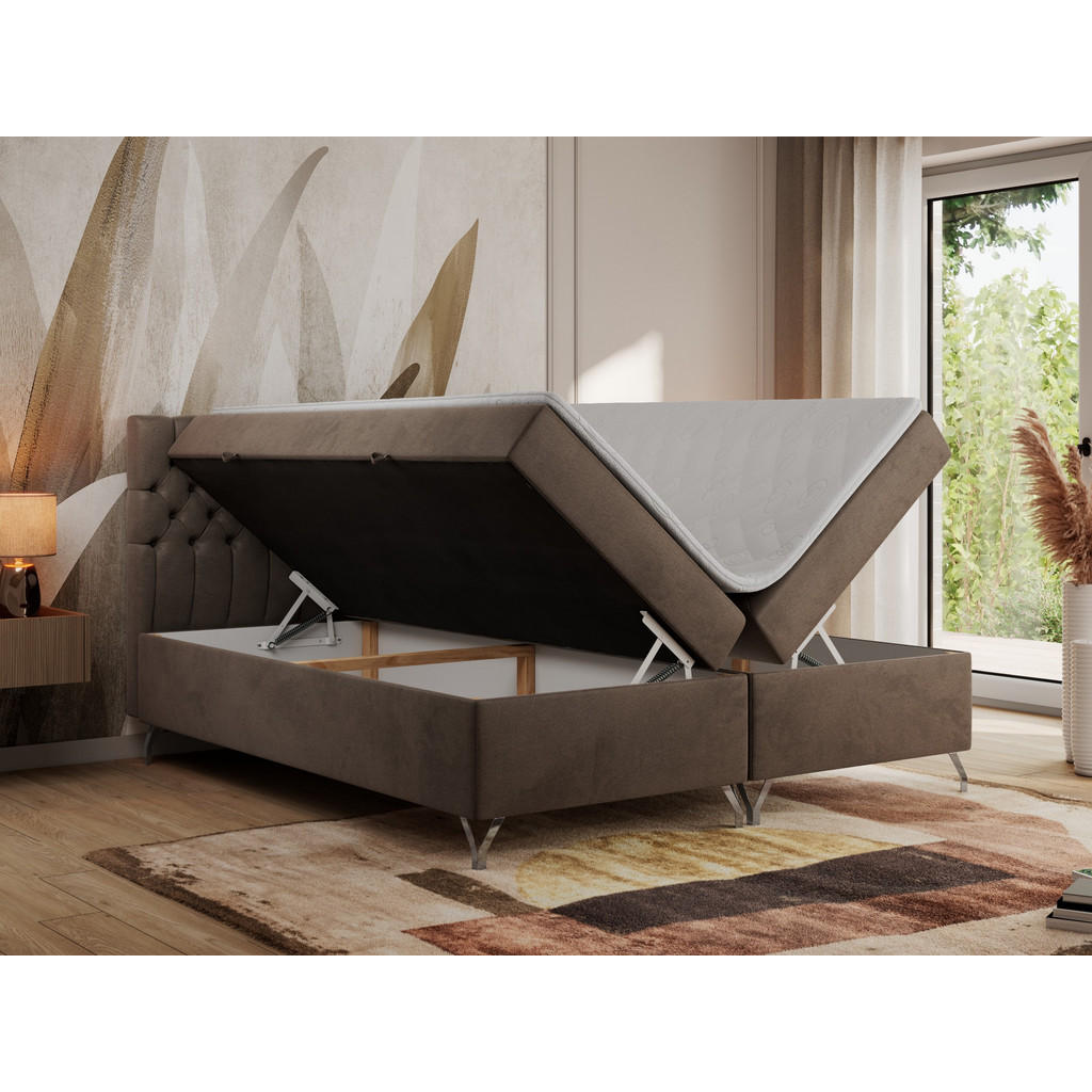 Thumbnail - MKS Boxbett, Braun, Textil, 2-Sitzer, H4, 7-Zonen, Rechteckig, 120x200 cm, Schlafzimmer, Betten, Boxspringbetten