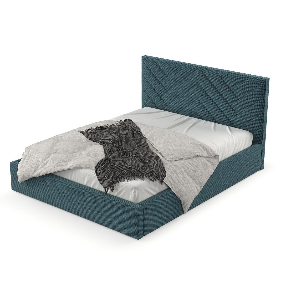 POLSTERBETT Arco 160/200 cm Türkis im Inari Stoff - Türkis/Schwarz, Holz/Holzwerkstoff (160/200cm) - AltaBeds