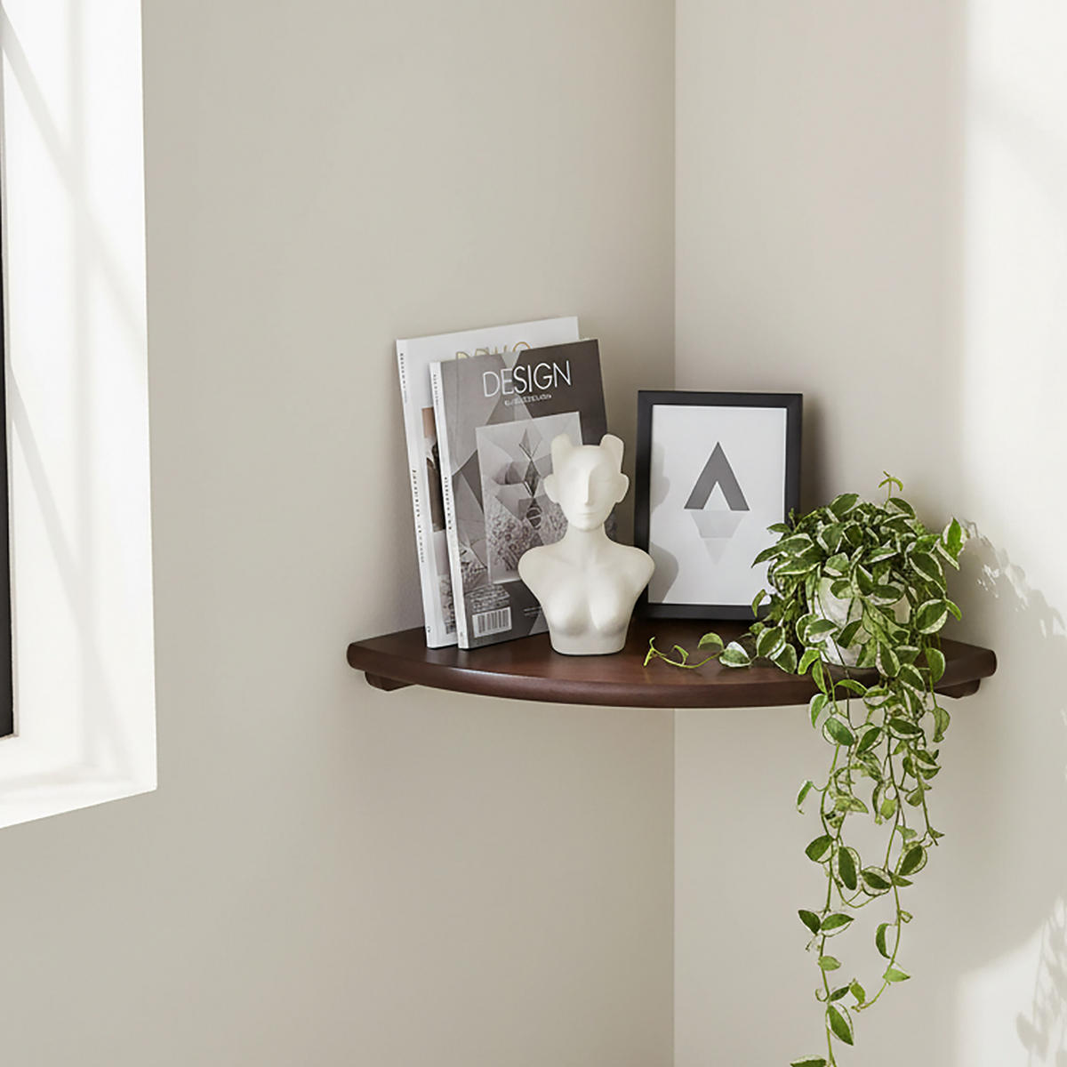 ROHOVÁ pol. - hnedá, drevo (18/3/18cm) - Relaxdays