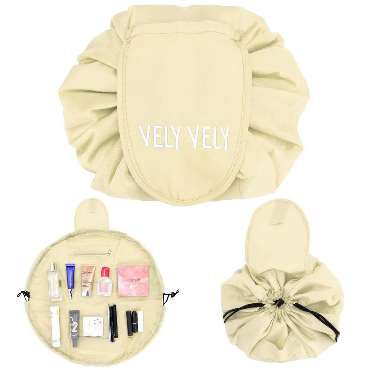 KOSMETIKTASCHE mit Reißverschlussfächern - Beige, Kunststoff (54/62cm) - Intirilife