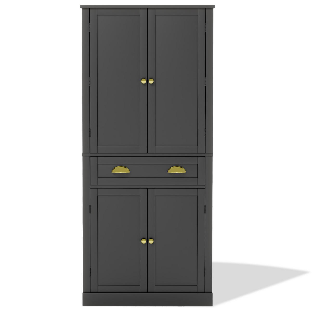 BUFFETSCHRANK 80/40/182 cm aus MDF mit 4 verstellbaren Einlegeböden, 4 Türen und Schublade, Schwarz - Schwarz, Holzwerkstoff (80/182/40cm) - Redom