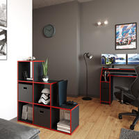 TREPPENREGAL Schwarz/Rot 107.2 x 107.8 cm - Rot/Schwarz, Holzwerkstoff (107.2/107.8/29cm) - Vicco