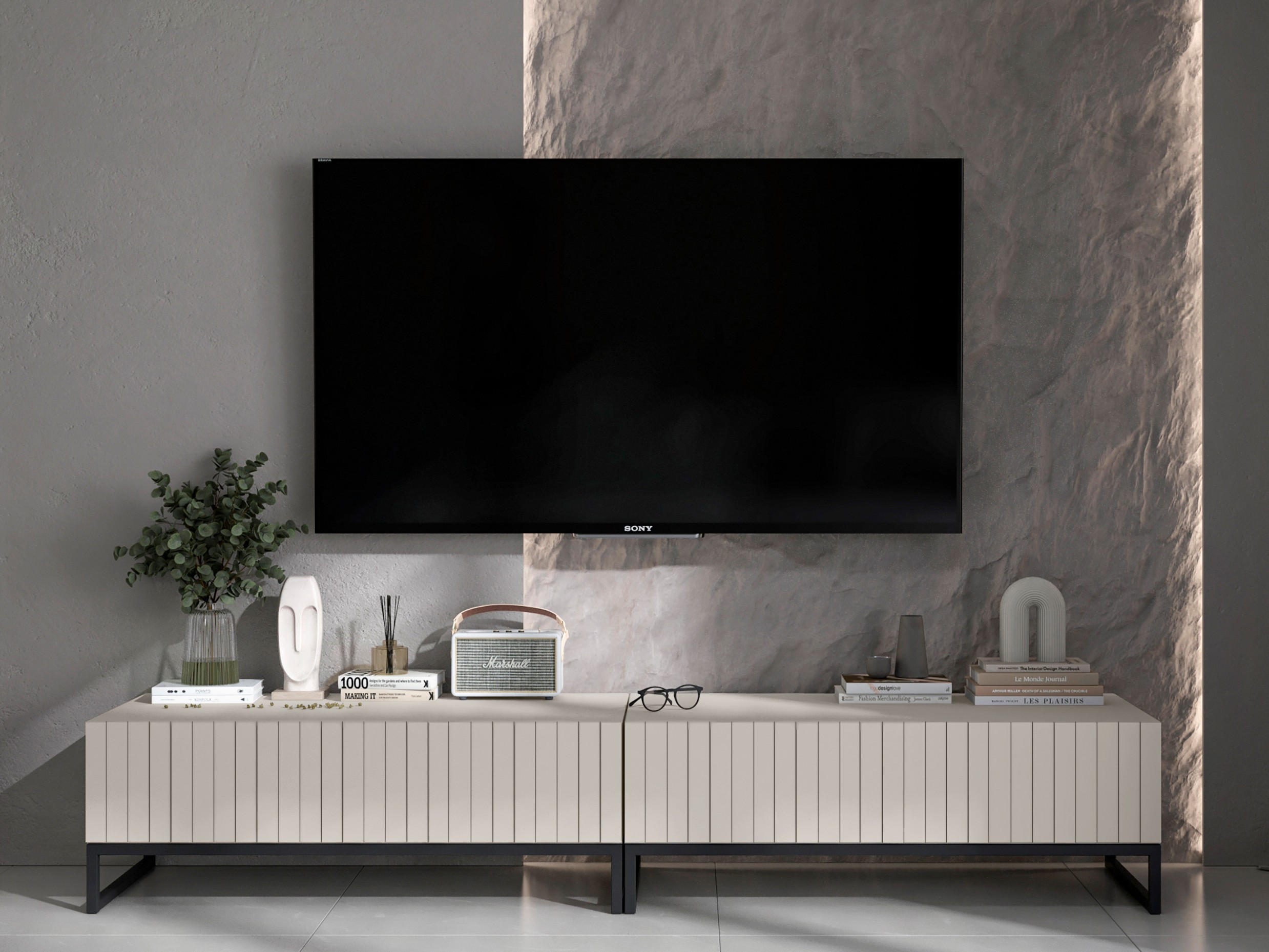 TV-LOWBOARD 2-er Set Elpis Kaschmir Matt Glamour 110 cm - Kaschmir, Holzwerkstoff (220/39/54cm) - Meble Lindner