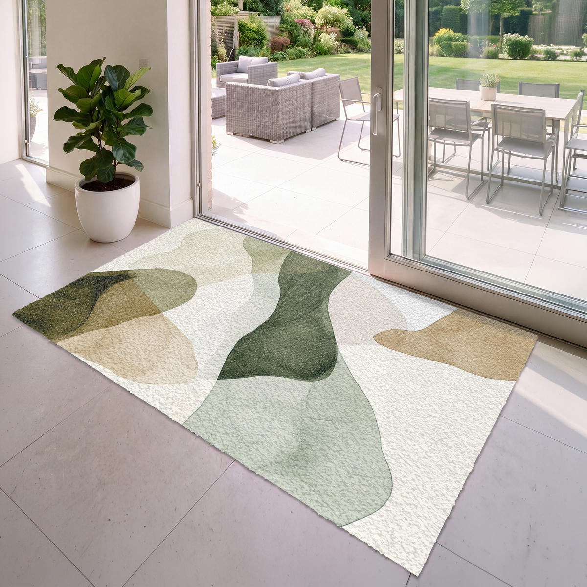 FUSSMATTE Japandi - Abstrakt - Grün Schmutzfangmatte 180x120 cm - Multicolor, Kunststoff (180/120cm) - MuchoWow